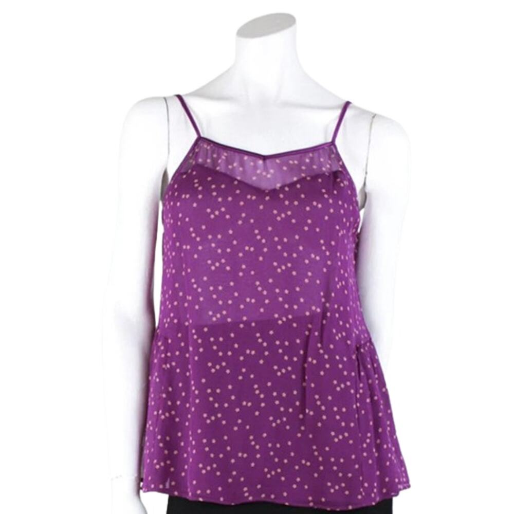 STELLA MCCARTNEY Women's Silk Star Print Camisole Top Medium Dark Purple